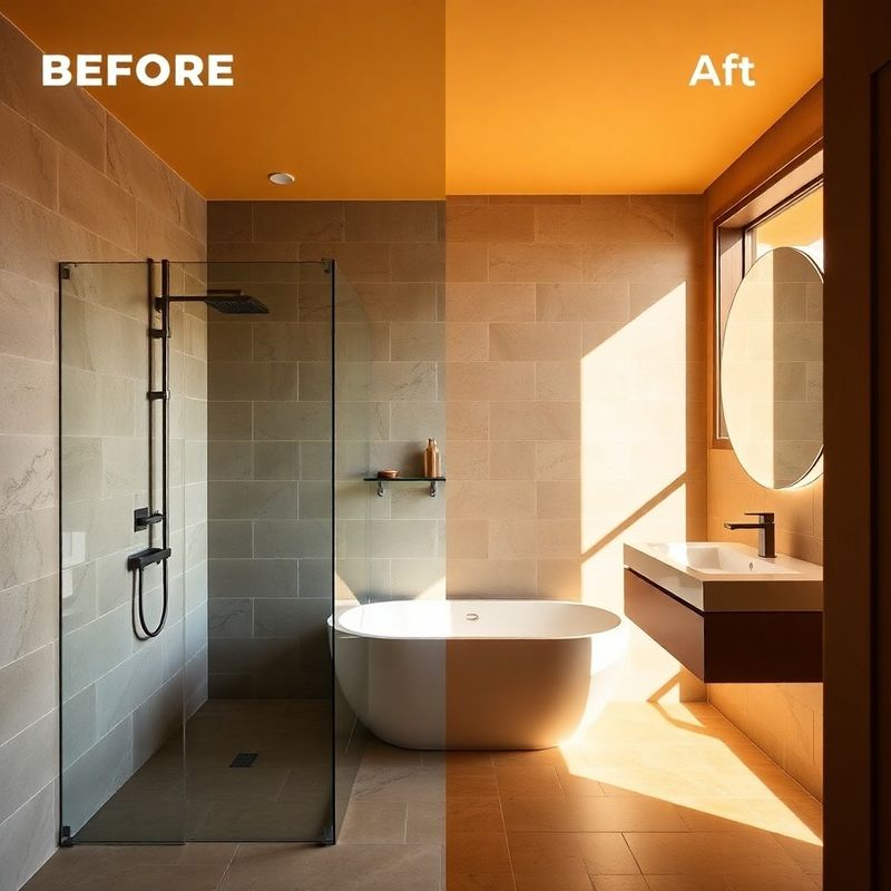 Baño con ducha italiana y mueble suspendido con luz led en Benimaclet